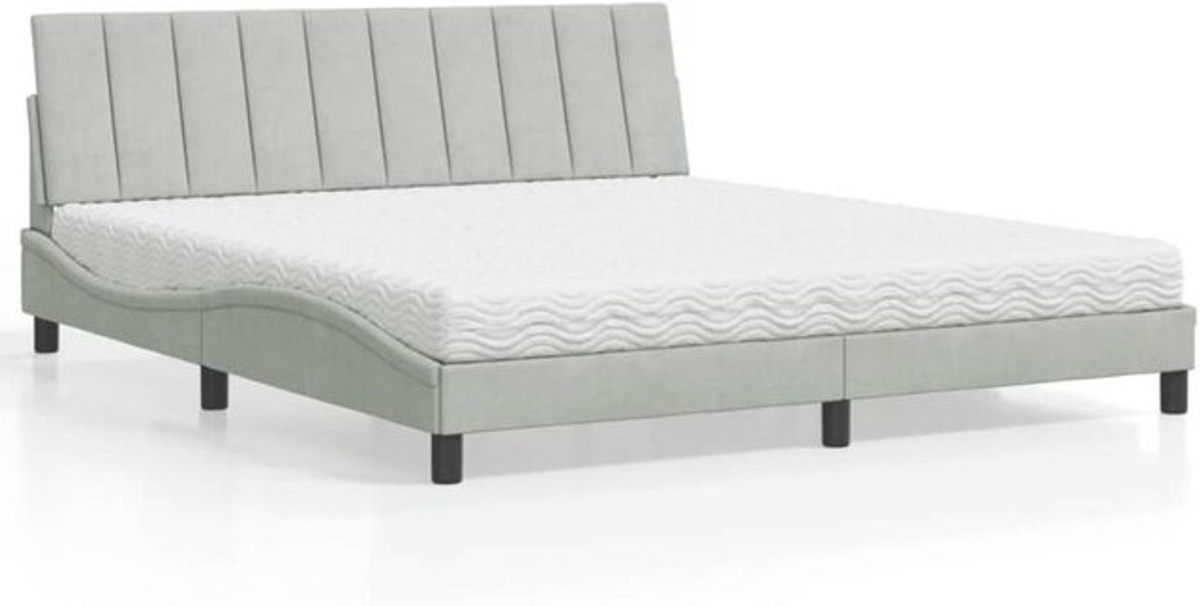 Polsterbett Hanko von Vidaxl mit Matratze in Grau und Weiß, Modernes Samt-Bett mit Metallgestell, B/T: 180 x 200 cm - Bild 1
