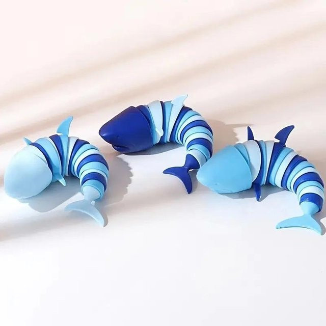 BC Pet Supplies Fidget Schnecke, 3D Gelenkig, Dehnbar, Hai, 20.5cm - Bild 1