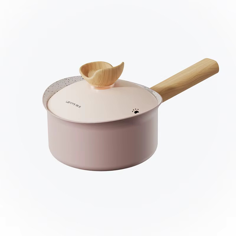 LANMI Keramik Milchtopf in Pink mit Antihaftbeschichtung und Fisch-Lippen-Design - Bild 2