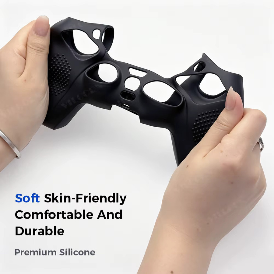 VILCORN Silikonhülle für PS5-Controller in Schwarz mit rutschfester Daumenstick-Griffabdeckung - Bild 2