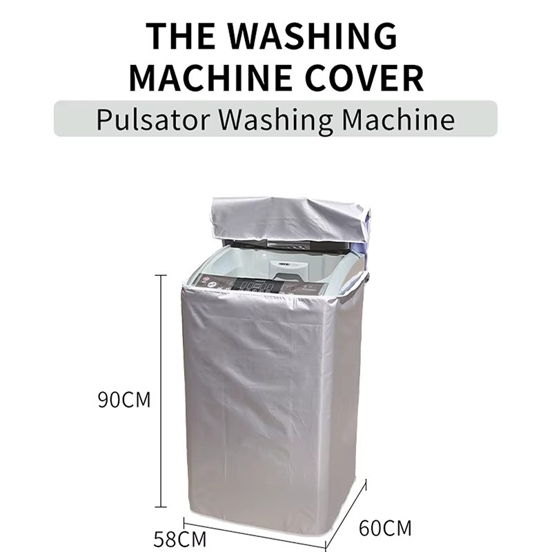 Haier Waschmaschinen-Abdeckung aus Polyester für Toplader und Wäschetrockner, wasserdicht und staubdicht mit Silberbeschichtung, Farbe: Silber - Bild 3