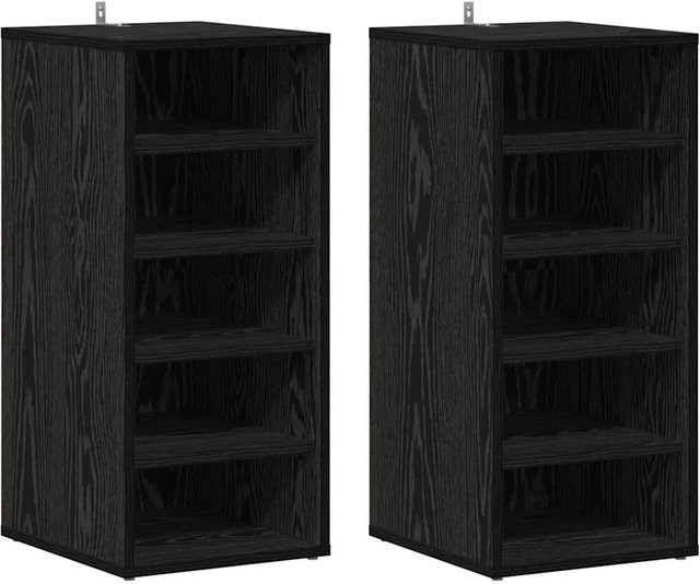 vidaXL Schuhschrank 2er Set in Schwarzer Eiche, modern und matt, B/T/H: 32 x 35 x 70 cm - Bild 1