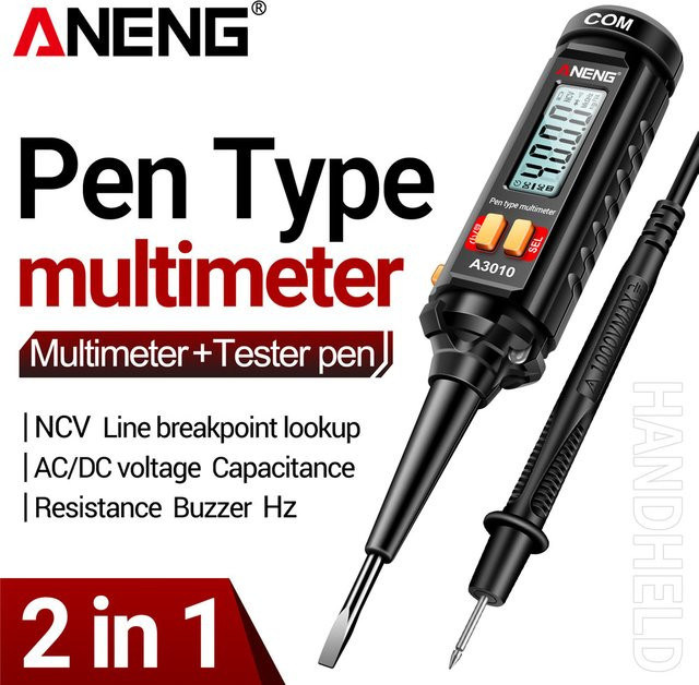 ANENG A3010 Stift-Multimeter in Schwarz mit 4000 Zählungen, digitale True-RMS-Messung und LCD-Hintergrundbeleuchtung als Auto-Range-Tester - Bild 1