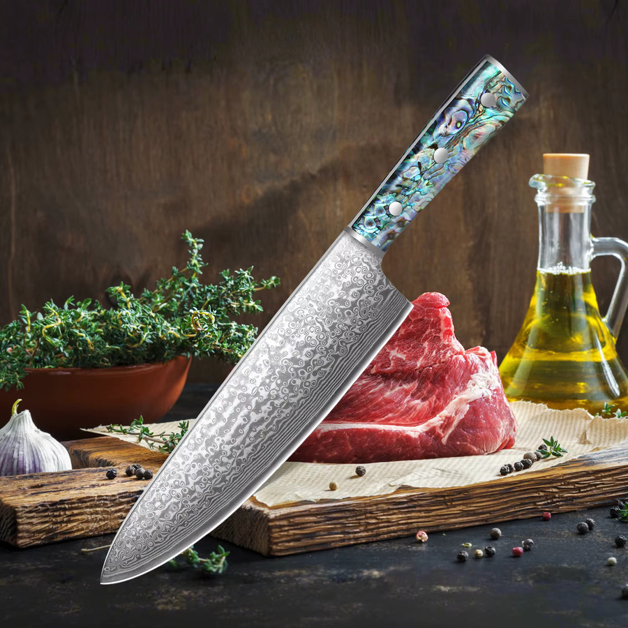 SAEIV Kochmesser aus Edelstahl mit buntem Griff aus Schalenmaterial - Bild 7