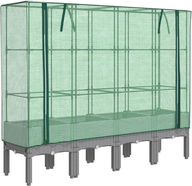 Furnicato Hochbeet mit Gewächshausaufsatz in Grau, B/T/H: 160 x 40 x 44 cm - Bild 1