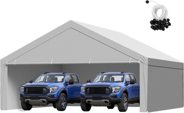 Buying Solutions MB Carport Ersatzdach Grau, Tragbares Garagenzelt mit Seitenwänden aus wasserfestem PE-Gewebe, B/T: 600 x 600 cm - Bild 1