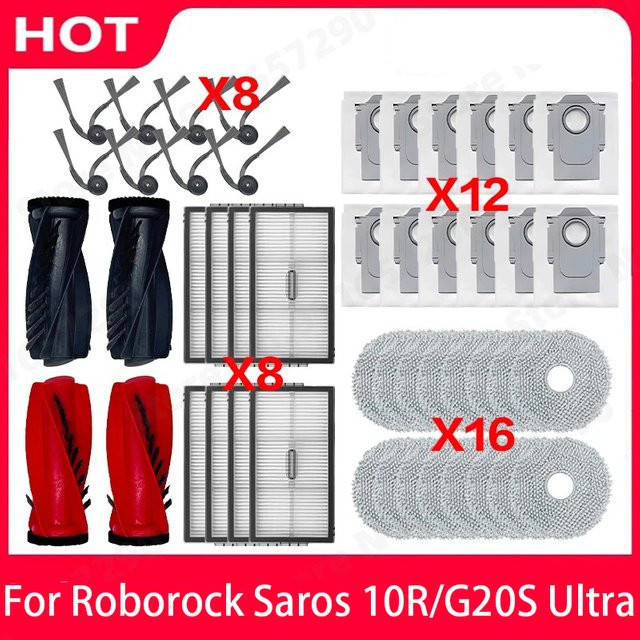 Roborock Zubehör Set für Saros 10R und G20S Ultra mit Bürste, HEPA-Filter, Wischtuch und Staubbeutel - Bild 1