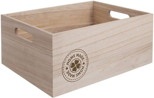 HAUSGEMACHTE Holzaufbewahrungsbox in Braun mit Griffen, B/T/H: 26 x 16 x 11 cm - Bild 1