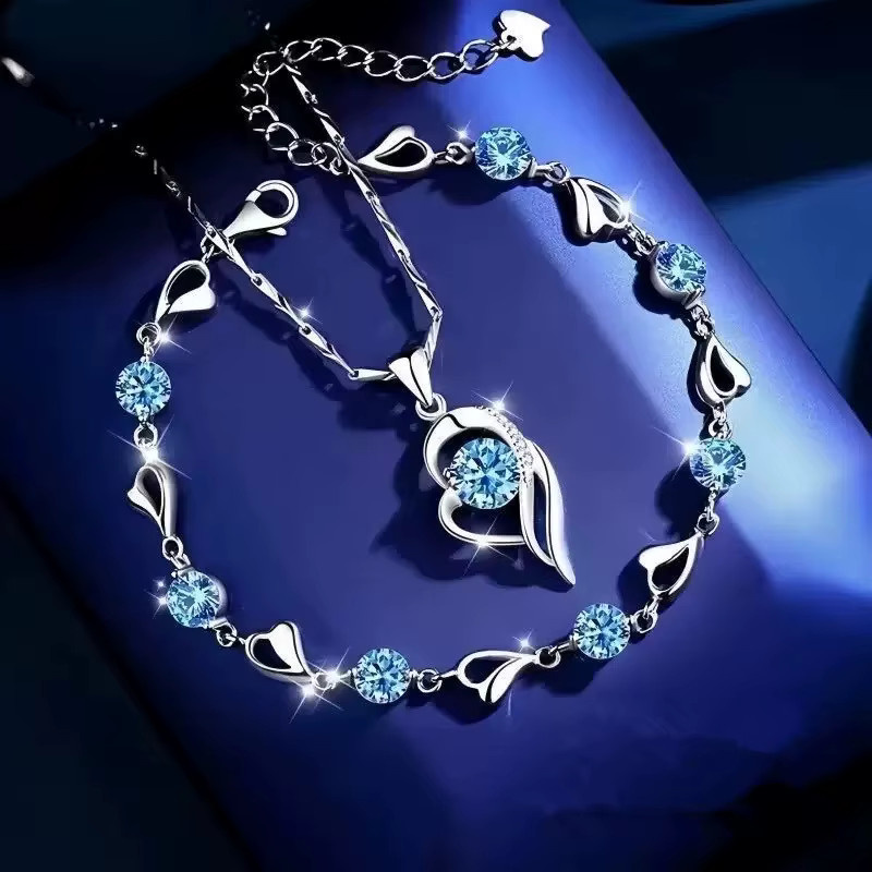 LiHong Schmuck-Set, Halskette und Armband, 925 Silber, Kristall, Damen - Bild 2