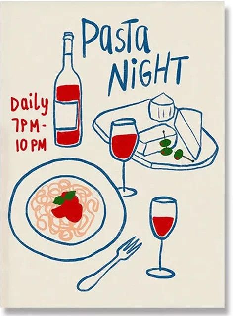 Potdemiel Leinwandgemälde Wein- und Käsenudeln modernes Wandkunst Poster ungerahmt - Bild 1