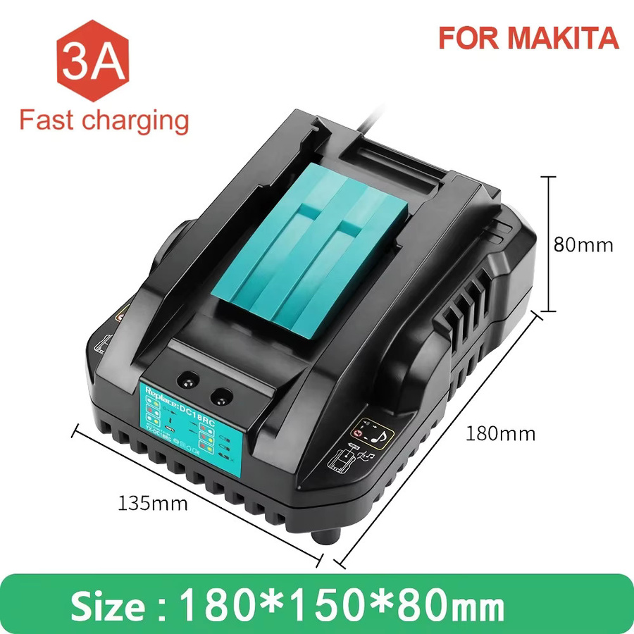 Makita DC18RCT Li-Ionen-Akku-Ladegerät für 18 V und 14,4 V Akkus, 3 A Ladestrom, Schwarz - Bild 6