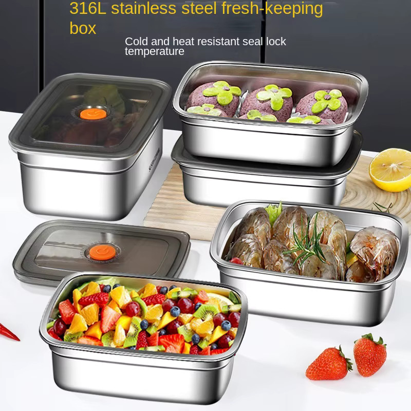 BOOMCOOL Bento-Box aus Edelstahl 304 in Silber, auslaufsichere Lunchbox und Crisper für Kühlschrank und Gefrierschrank - Bild 3