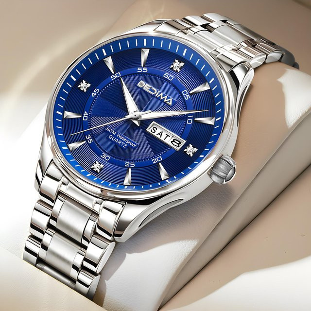 DEDIMA Armbanduhr Edelstahl, Quarz, Blau, 40 mm, Herren - Bild 1
