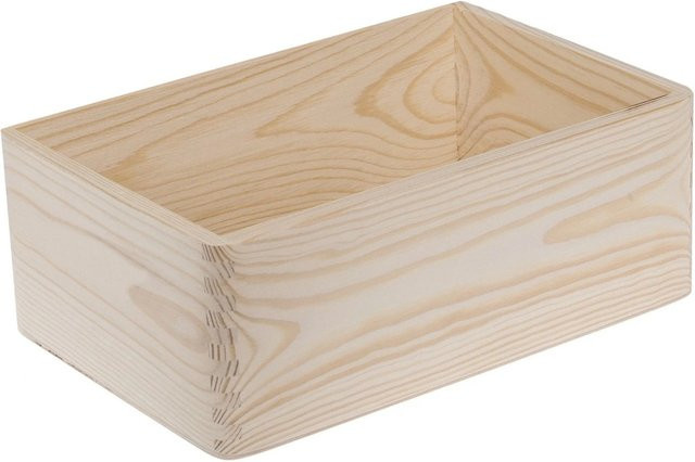 HolzFee Kleine Holzkiste Beige mit Fingerverzinkung und bündigem Sperrholzboden B/T/H: 30 x 20 x 13,5 cm - Bild 1
