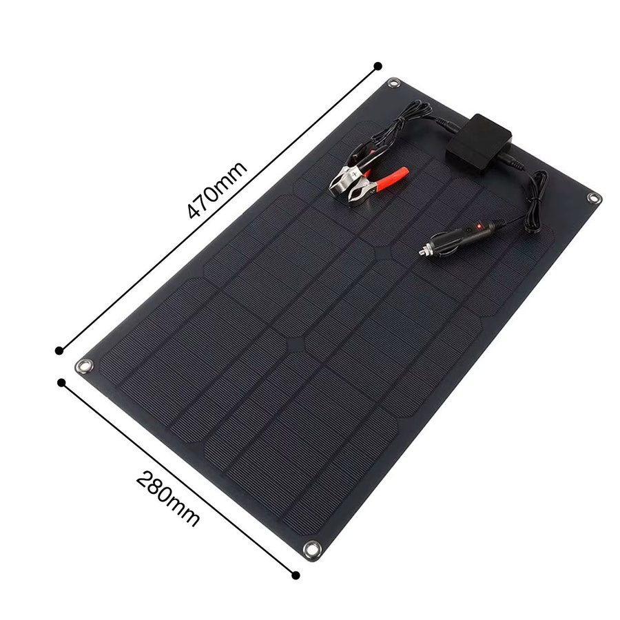 ELEGEEK 25W Tragbares Solarpanel-Ladegerät mit 5V USB und 12V DC Dual-Ausgang sowie Solar-Controller in Schwarz - Bild 2