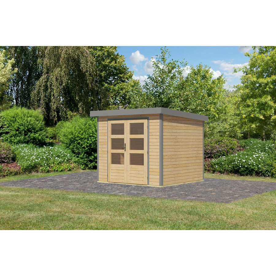 Karibu Gartenhaus Diego 3 A in Naturbelassen und Graualuminium, B/T/H: 209 x 238 x 213 cm - Bild 2