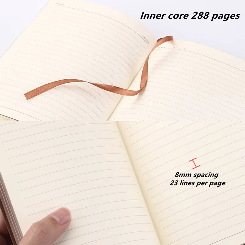 SQUMIDER A5 Vintage-Notizbuch aus braunem PU-Leder mit Hardcover und linierten Seiten - Bild 4