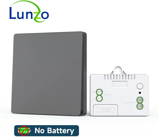 Lunzo RF 433 Selbstgenerierender Drahtloser Lichtschalter in Weiß, 1/2/3-fach, Wasserdicht und ohne Batterie betrieben - Bild 1