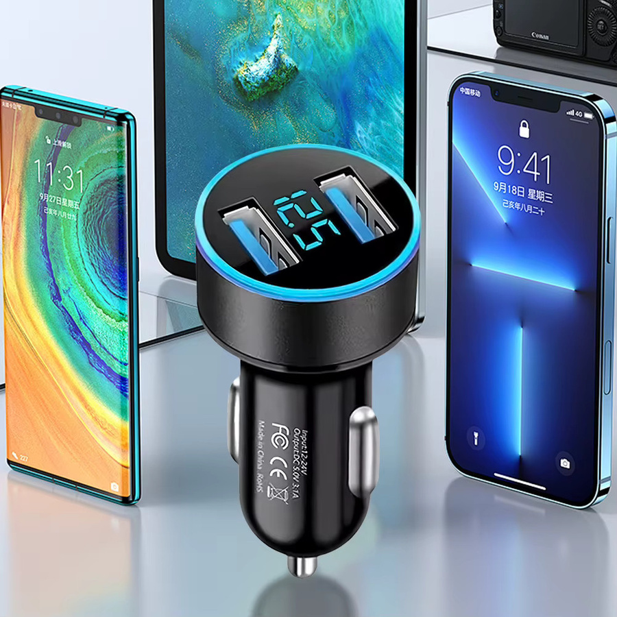 36W Auto-Schnellladegerät mit Spannungsanzeige, PD QC3.0 USB-C Zigarettenanzünder-Adapter in Schwarz für iPhone, iPad und Xiaomi - Bild 3