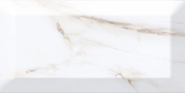 Wandfliese Metro Facette Carrara von UNITED TILE UND MOSAIC, weiß in Marmoroptik, glasiert glänzend, B: 20 cm, H: 10 cm - Bild 1