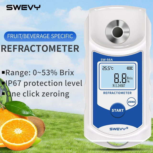 SWEVY SW56A LCD Digital Refraktometer Brix Meter Weiß zur Messung des Zuckergehalts in Fruchtsaft und Getränken 0-53 % mit ATC - Bild 1