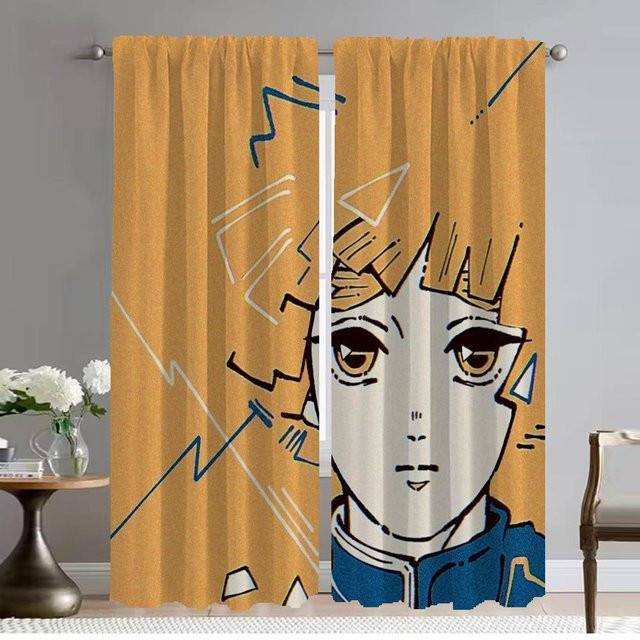 Demon Slayer Trennvorhänge 2er Set als Verdunkelungsvorhang und Moskitonetz für das Wohnzimmer, Mehrfarbig, Breite: 50 cm, Höhe: 70 cm - Bild 1