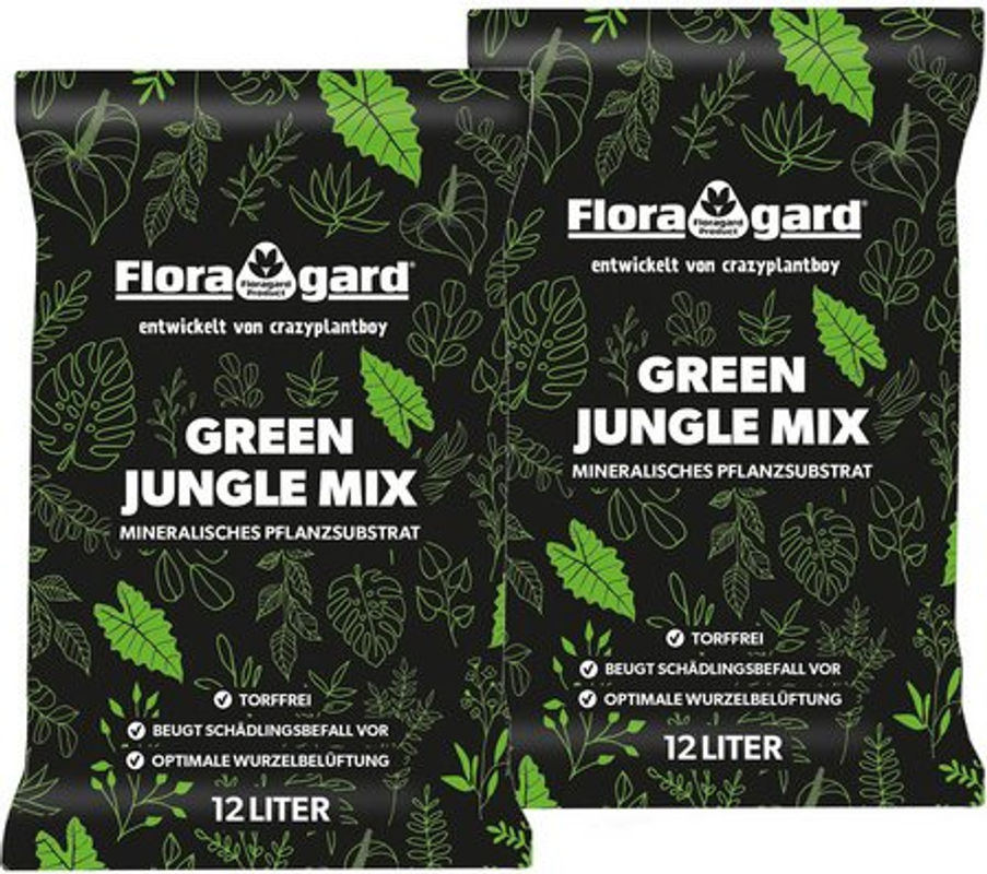 Floragard Pflanzensubstrat Green Jungle Mix, mineralisch und torffrei, braun, 2 x 12 l - Bild 2