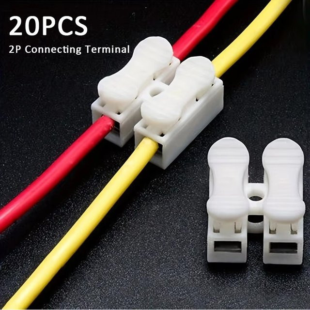 MJJC 2P Schnellverbinder Kabelanschluss Terminal Set, 20 Stück, Weiß - Bild 1