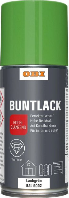 OBI Buntlack Spray RAL 6002 Laubgrün hochglänzend 150 ml - Bild 1