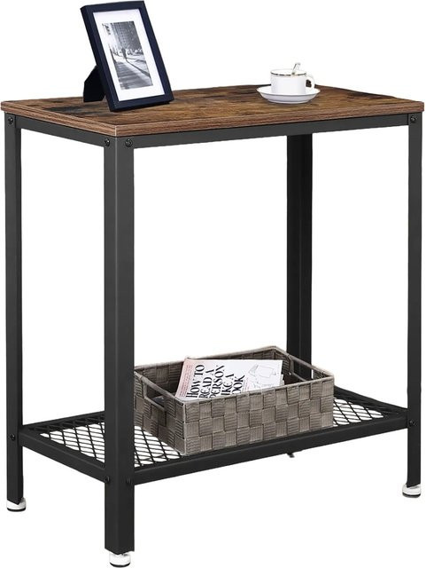 Songmics Beistelltisch Daxton im Industrie-Design mit Gitterregal, Farbe Braun-Schwarz - Bild 1