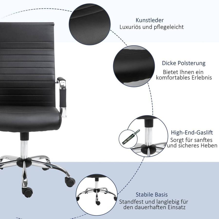 Vinsetto Gaming-Sessel 921-383BK schwarz mit Armlehnen und Rollen, B/T/H: 120 x 62 x 54 cm - Bild 4
