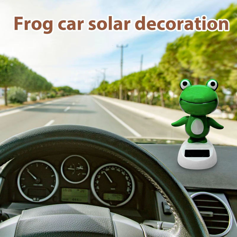 Solarbetriebener Wackelkopf Frosch als animiertes Auto-Ornament in Grün aus Kunststoff - Bild 6