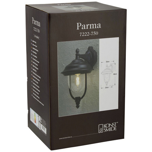 Konstsmide Außenwandleuchte Parma in Schwarz mit E27 Fassung und IP43 Schutzklasse - Bild 2