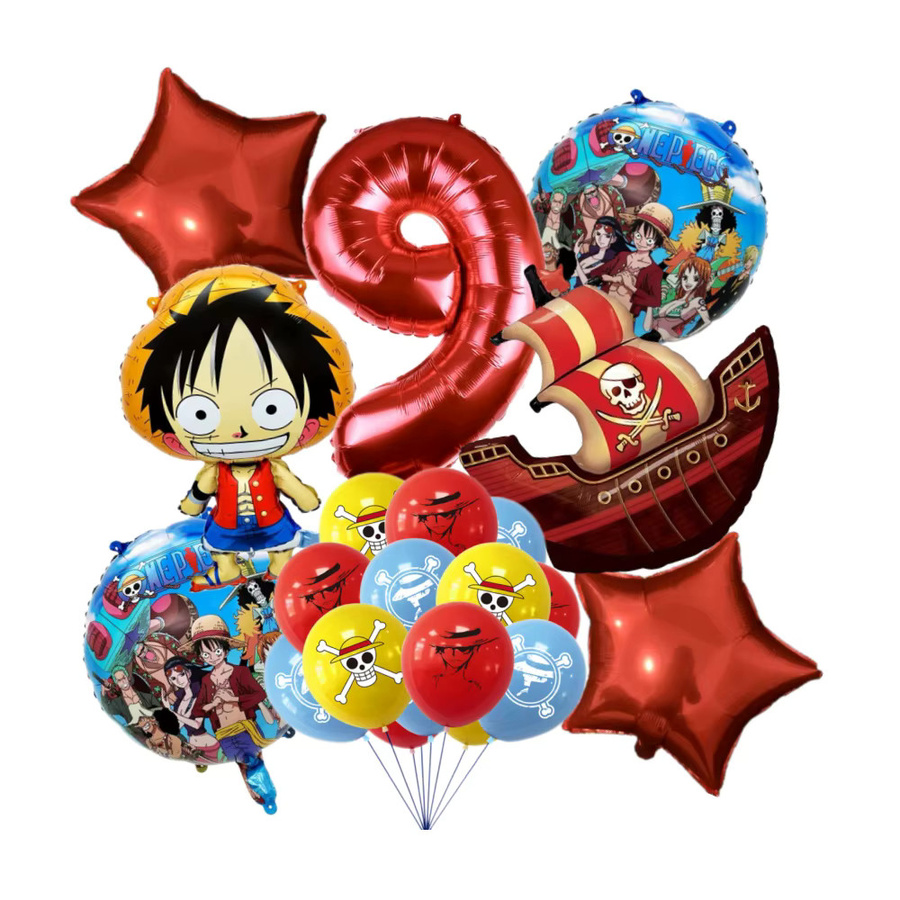 Bandai Luffy Anime Cartoon Luftballon Set für Kinder Geburtstagsdeko, 19 Stück, Mehrfarbig - Bild 2