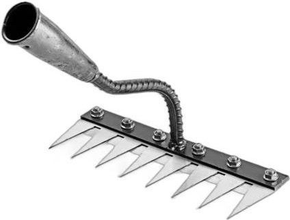 Hello Garden Garten-Unkrautrechen aus Kohlenstoffstahl mit 8 Zinken als Schwerlast-Unkrautzieher und Hand-Auswurzelwerkzeug - Bild 1