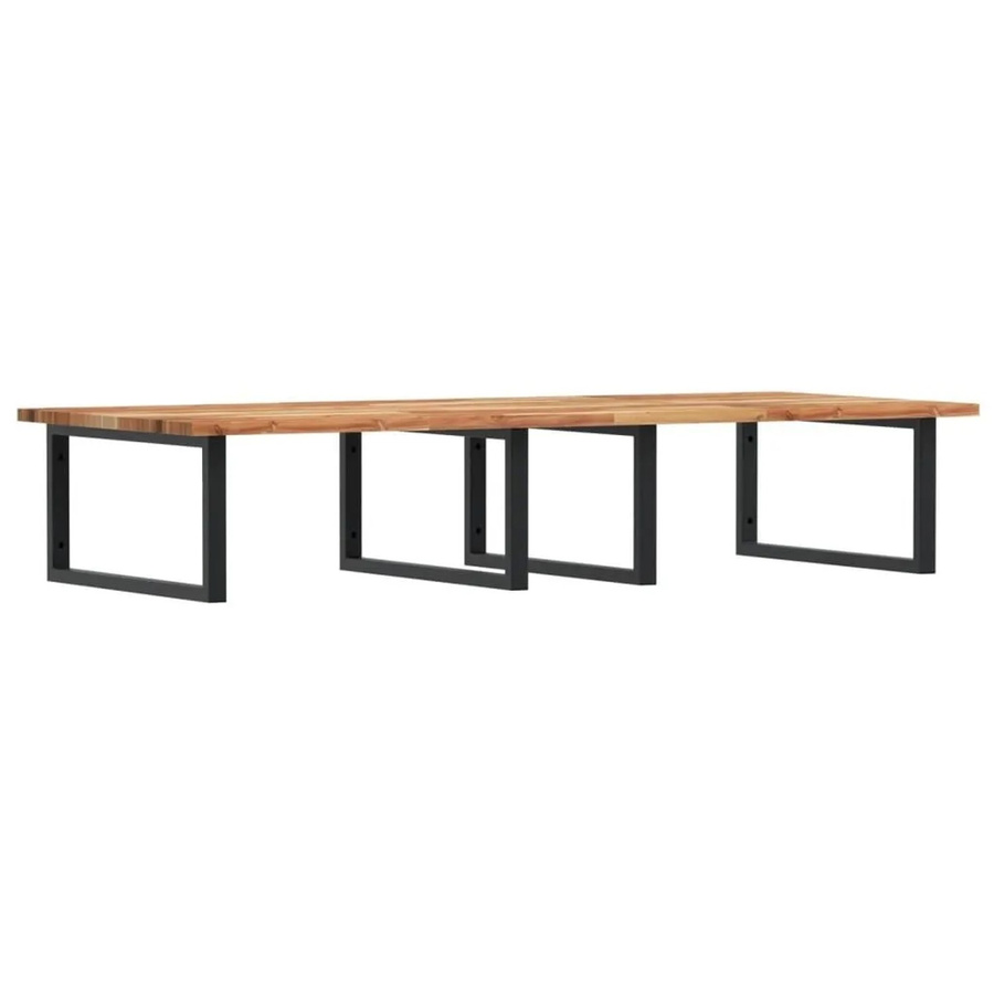 vidaXL Waschbeckenregal zur Wandmontage aus Stahl und geöltem Akazienholz in Schwarz und Braun, B: 60 cm, T: 20 cm, H: 60 cm - Bild 2