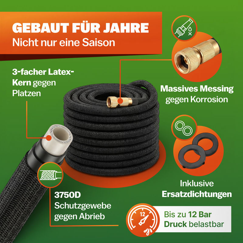 Flexibler Gartenschlauch in Schwarz, 15 m Länge - Bild 3