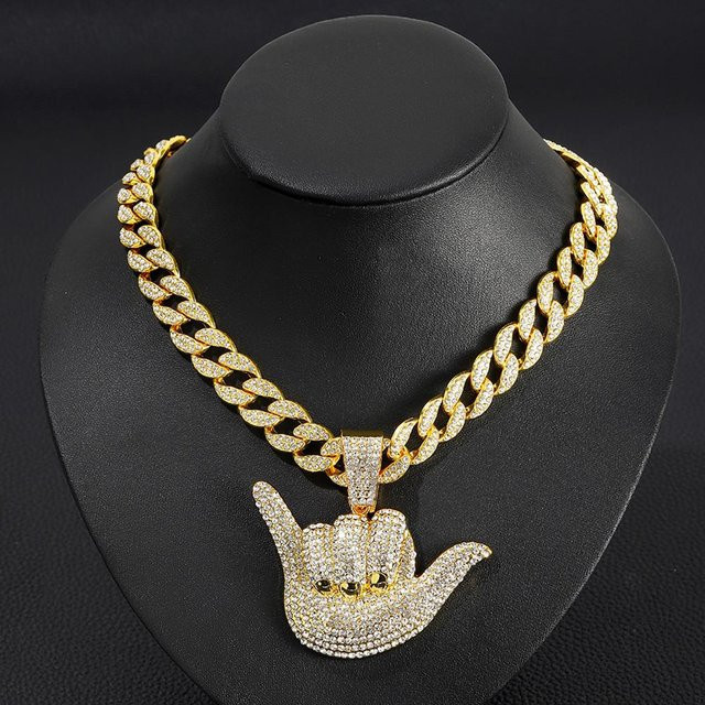 Anhänger Halskette mit 15mm Kubanischer Kette, Kristall, Unisex - Bild 1
