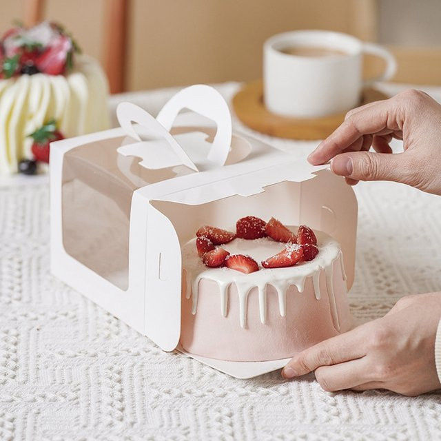 10 Stück ZQNYCY Kuchenboxen aus Papier mit transparentem Fenster in Weiß für Muffin, Geburtstag und Party - Bild 1