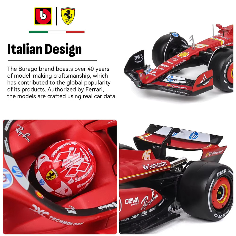 Bburago Ferrari SF23 16 Leclerc, Formel-1-Modellauto, 1:24, ab 14 Jahren - Bild 2