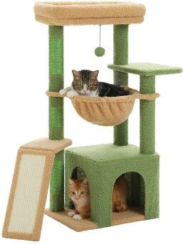 Pawz Road Kleiner Katzenbaum mit Höhle und Hängematte in Grün, Höhe: 92 cm - Bild 1
