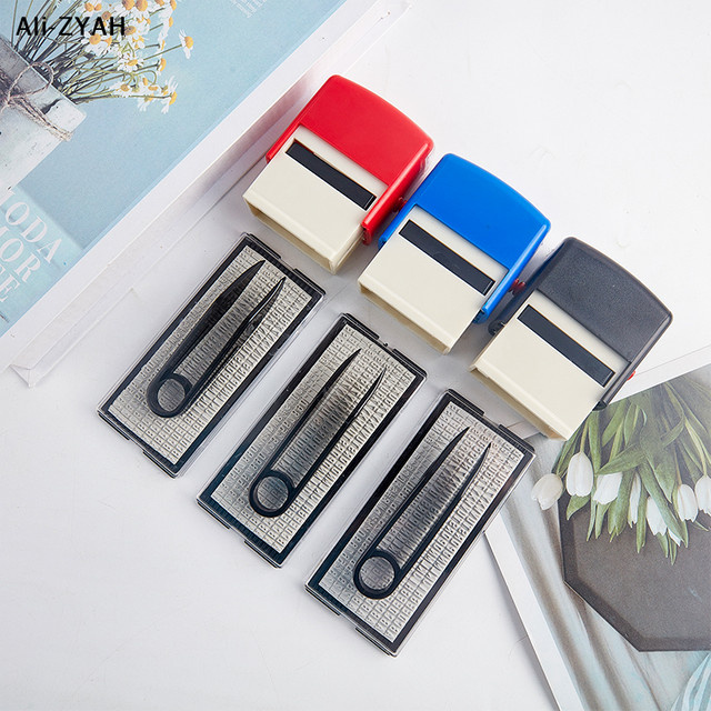 Personalisierbares Gummistempel-Set selbstfärbend in Blau und Mehrfarben für Geschäftsadressen, Namen, Nummern und Buchstaben - Bild 1