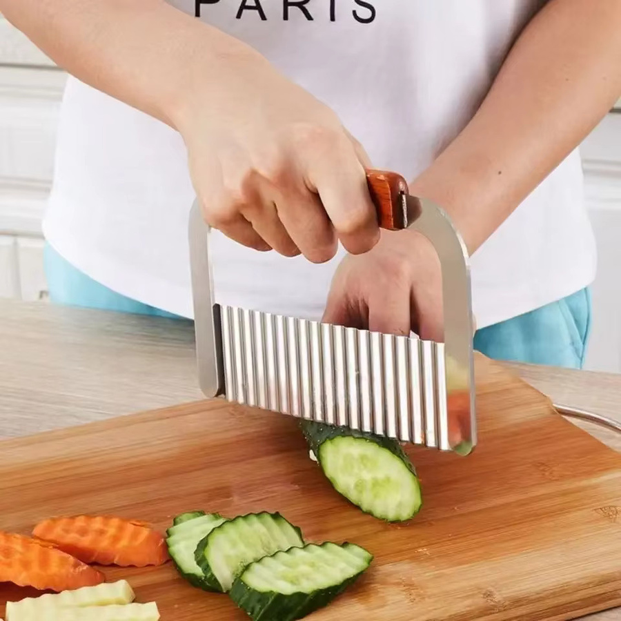 Edelstahl Kartoffel Cutter und Gemüseslicer in Silber für Wellenschnitt von Kartoffeln, Zwiebeln und Chips - Bild 2