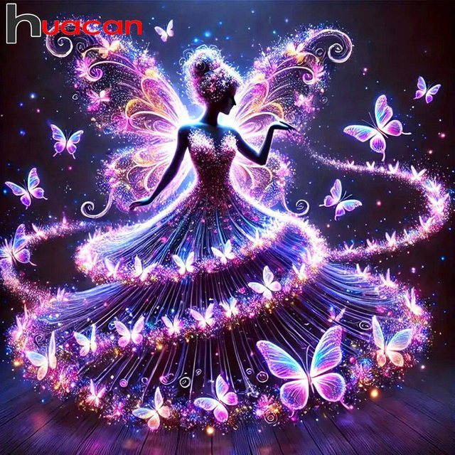Huacan 5D Diamant Malerei Fee Schmetterling DIY Diamant Mosaik Set in Multicolour, B/H: 20 x 20 cm - Bild 1