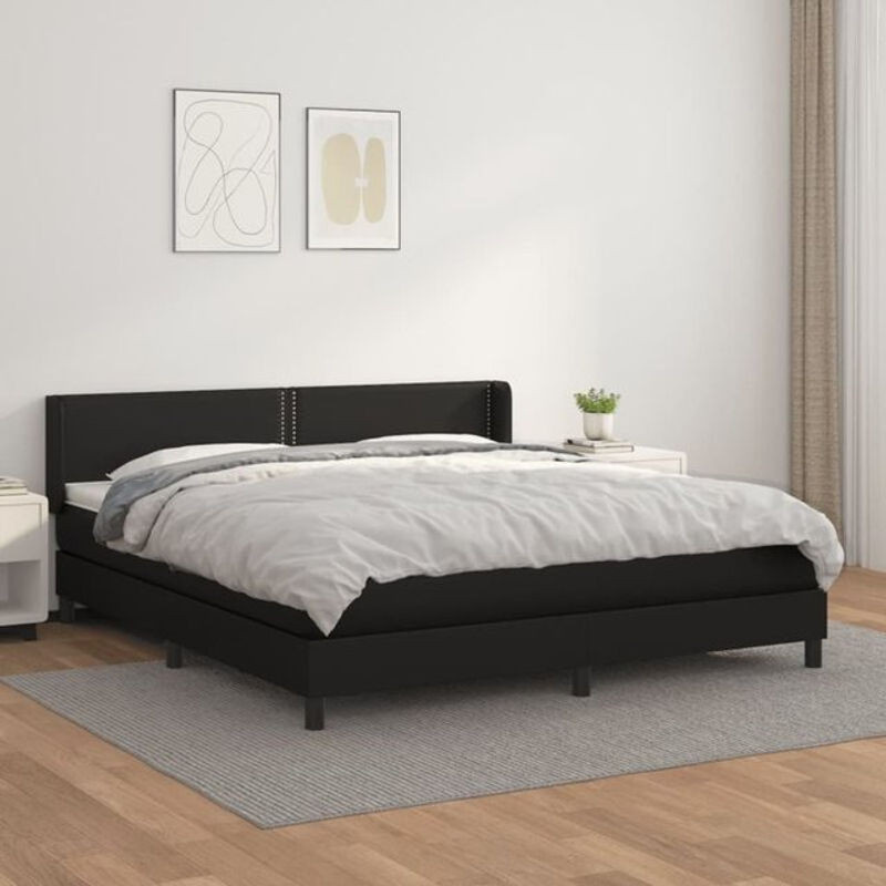 vidaxl Boxspringbett mit Matratze in Schwarz aus Kunstleder B/T/H: 180 x 200 cm - Bild 1
