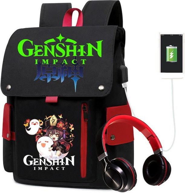 3-teiliges Schulrucksack-Set in Schwarz aus Oxford-Stoff mit großem Fassungsvermögen inklusive Federmäppchen und Schultergurt - Bild 1