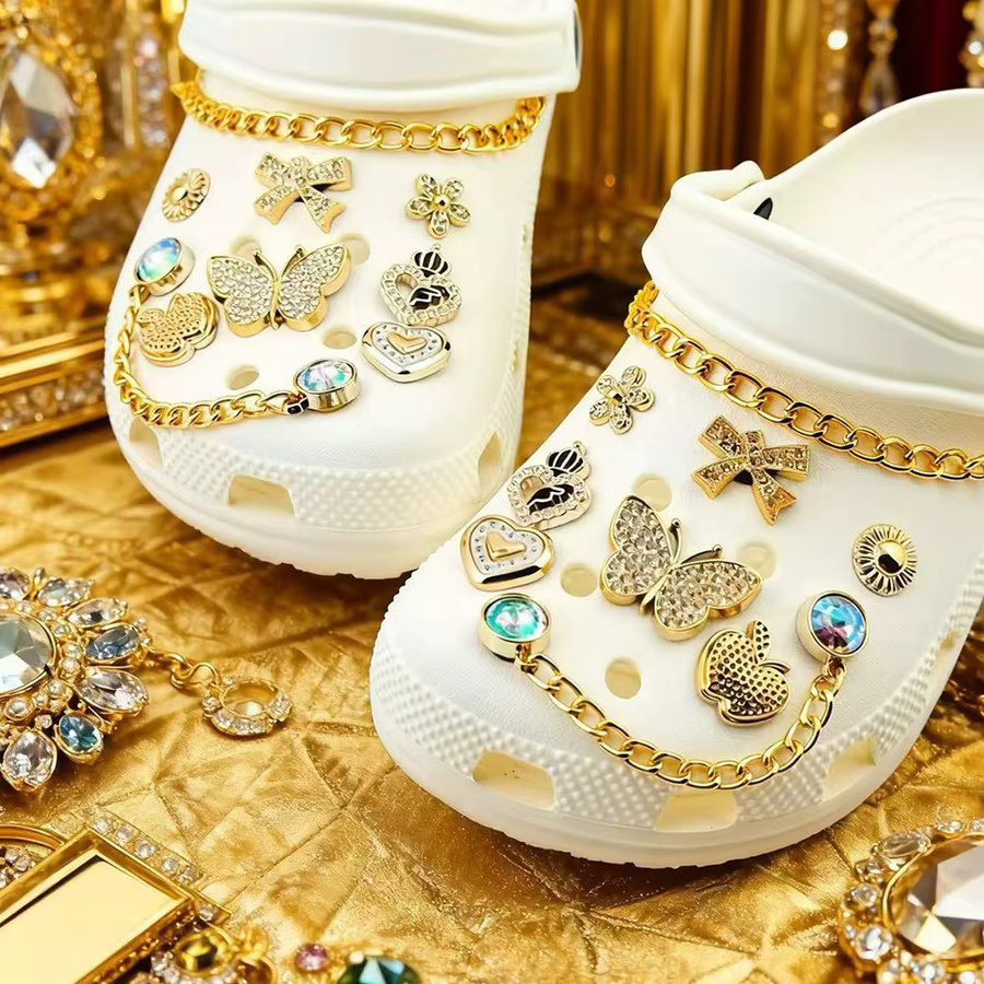 FHLDING Schuh Charms Set, Gold, Schmetterling, Diamant, Kristall, Unisex - Bild 2