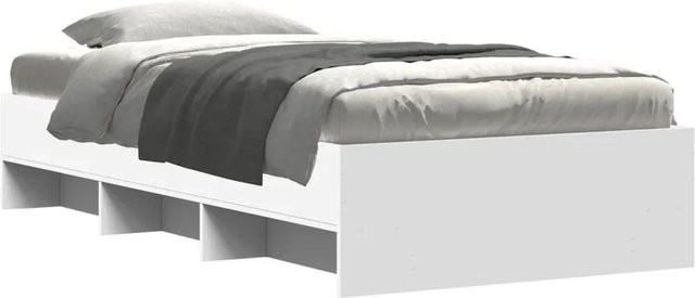 vidaXL Bettgestell aus Holzwerkstoff in Weiß mit Seitenfächern B/T/H: 100 x 200 x 35 cm - Bild 1