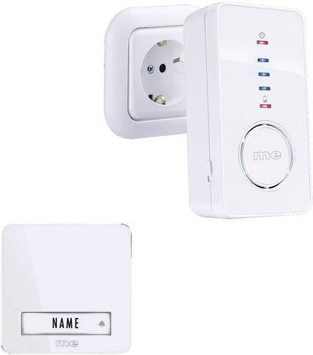 M-e modern-electronics 41098 Funkklingel Komplett-Set mit Netzbetrieb in Weiß - Bild 1