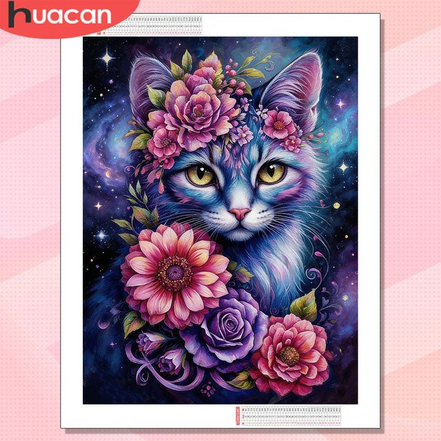 HUACAN Diamond Painting Set mit floralem Motiv und bunten Strasssteinen zur Wanddekoration, Multicolor - Bild 1
